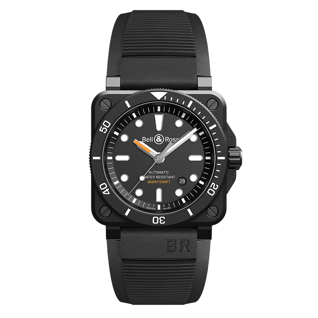 Auto Black Ceramic Diver W/ Rubber Strap