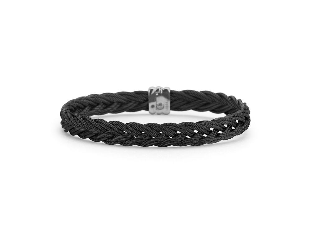 Men’s Braided Black Cable Bracelet With Stainless Steel