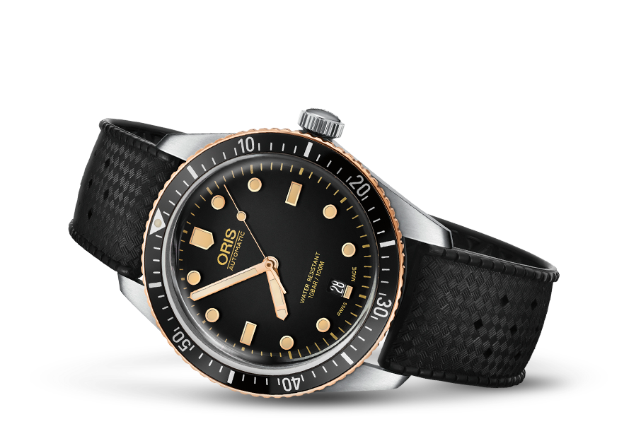 Oris Diver 65 Black Dial Steel On Rs Strap