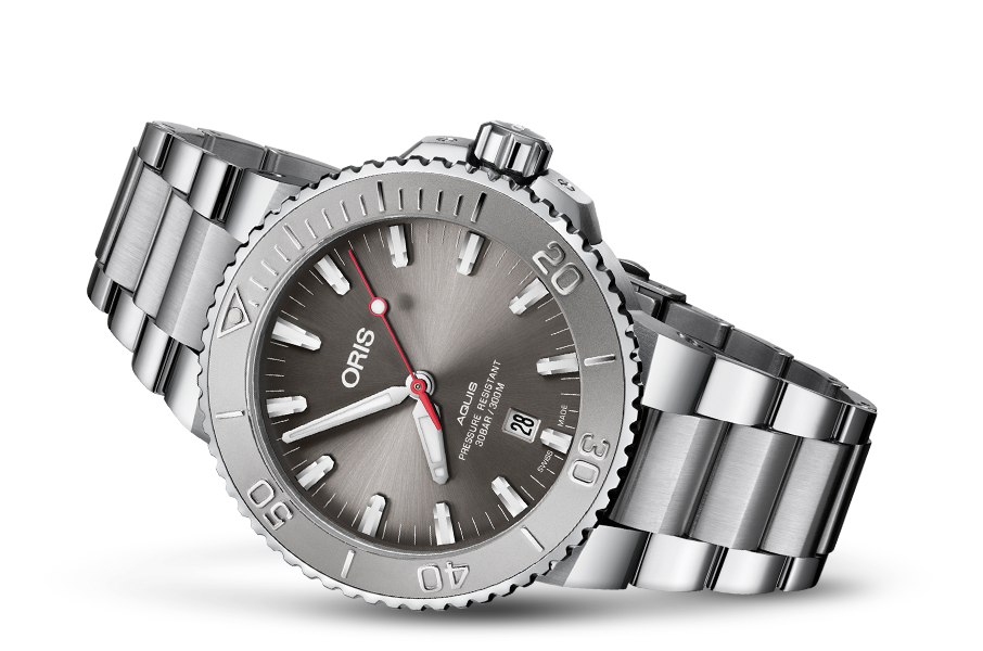 Oris Aquis Diver Date Relief Grey Dial On Bracelet