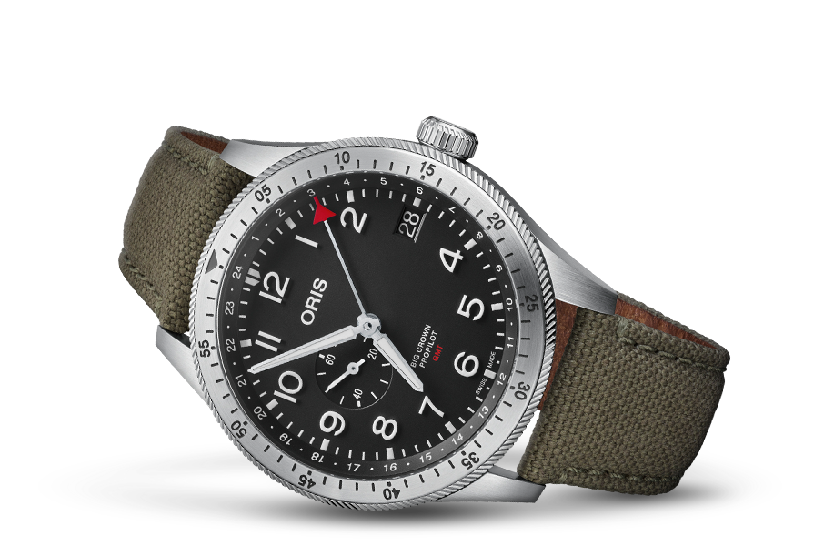 Oris Big Crown Propilot Gmt Steel Black Dial On Textile Strap