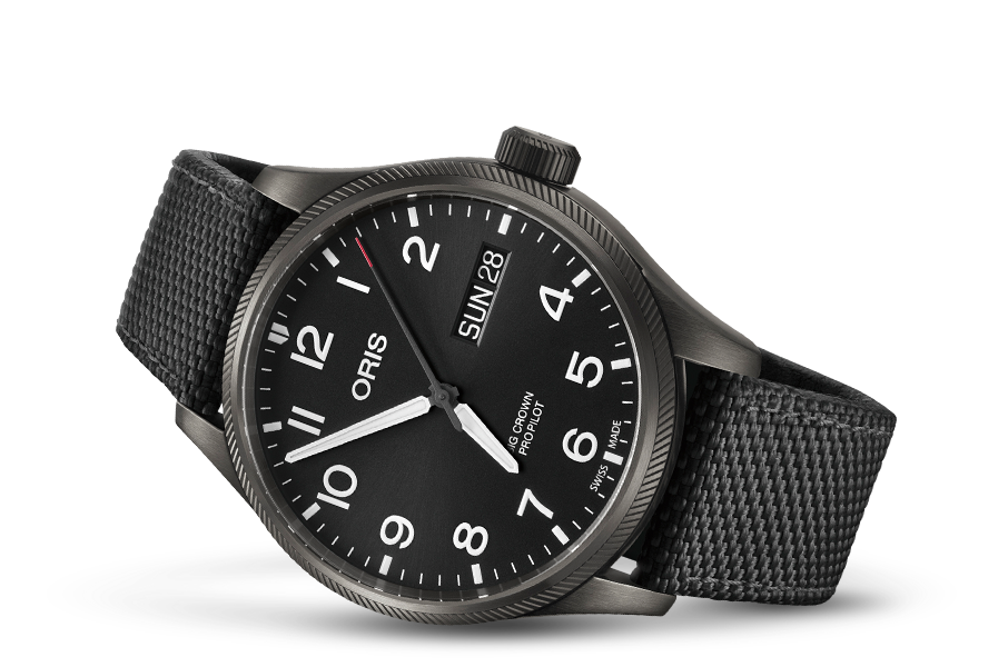 Oris Big Crown Propilot Day Date PVD Black Dial On Strap