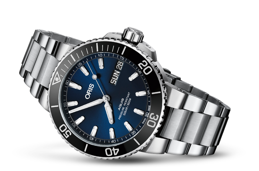 Oris Aquis Big Day Date Dark Blue On Bracelet