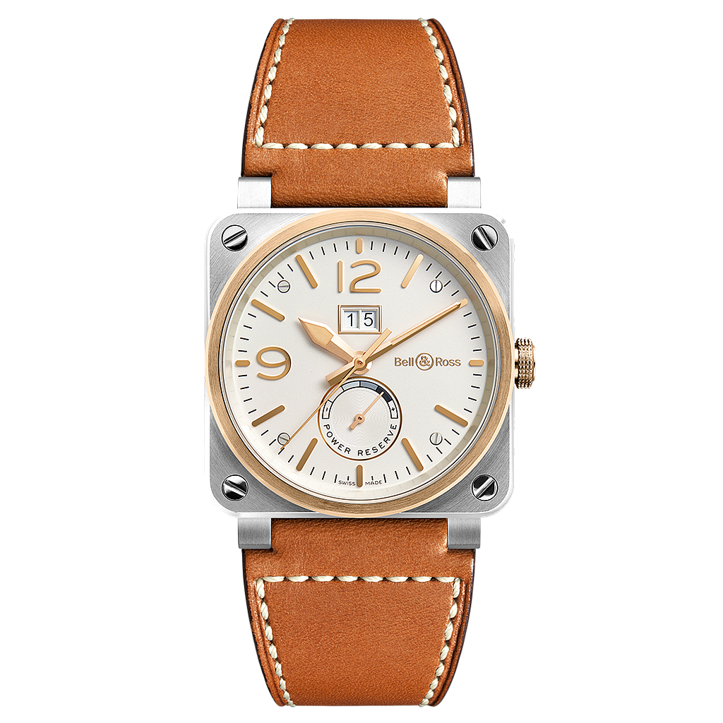 Br03 18k Rose Gold & Steel Big Date On Strap