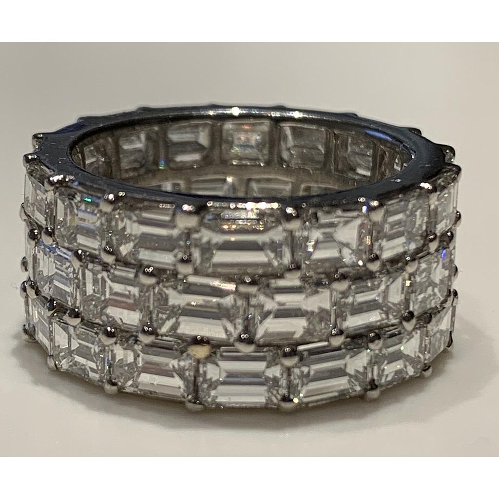 Platinum 3 Row Horizontal Emerald Cut Eternity Band