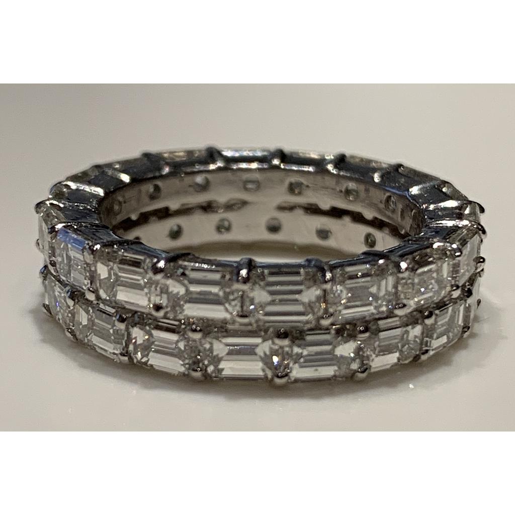 Platinum 2 Row Horizontal Emerald Cut Eternity Band