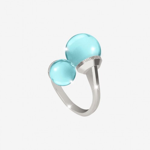 Hollywood Stone 2 Light Blue Bead Bypass Ring