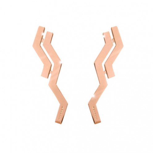 Skyline High Polish Double Lightening Bolt Long Earrings