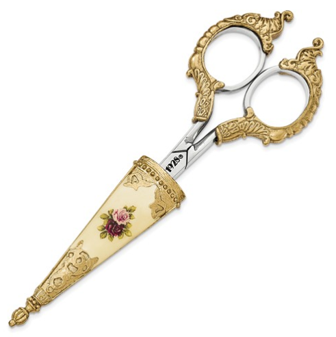 Small Gold-Tone Floral Manor House Scissors