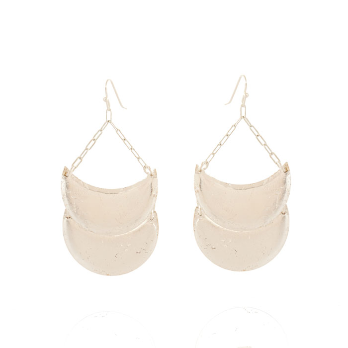 Double Crescent Earrings - Silver