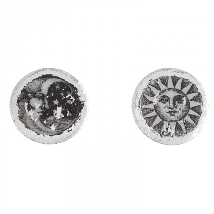 Sun & Moon Stud Earrings Silver - 0.75"