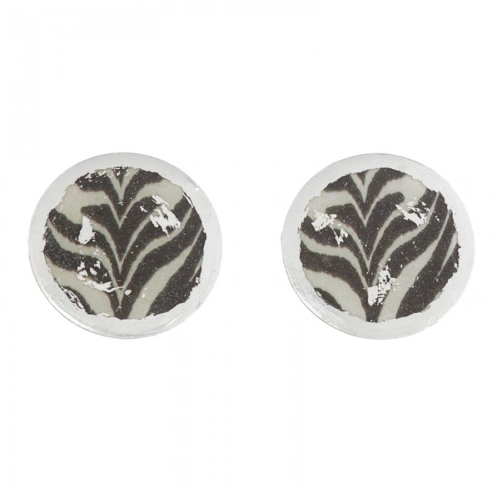 Zebra Silver Stud Earrings - 1"