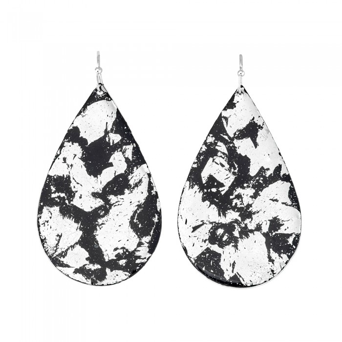 Island Large Teardrop Earrings - Black/Silver