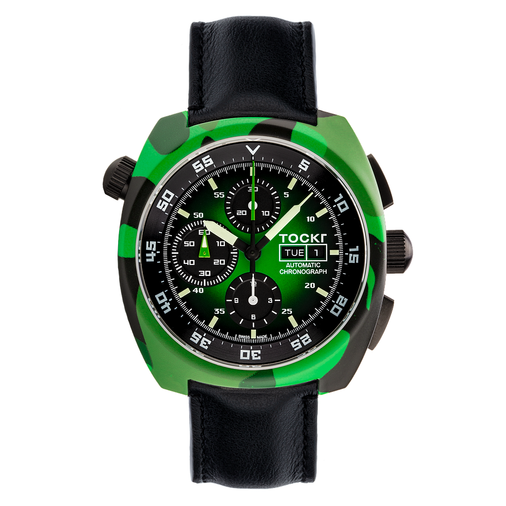 Tockr Green Camo Hydrodipped On Black Strap
