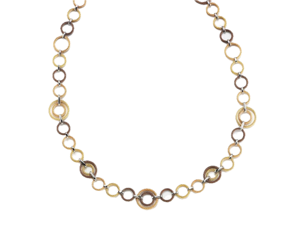 Bronze, Rose, & Yellow Cable Interlock Necklace