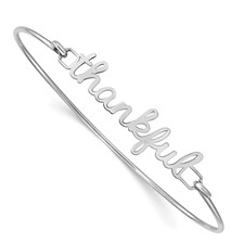 Sterling Silver Rh-Plt Laser Polished Name/Word Plate On Bangle