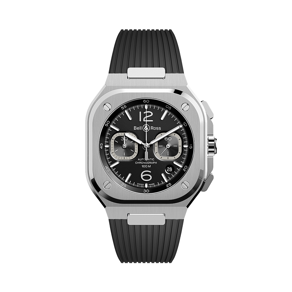 BR05 Chronograph Steel On Rubber Strap