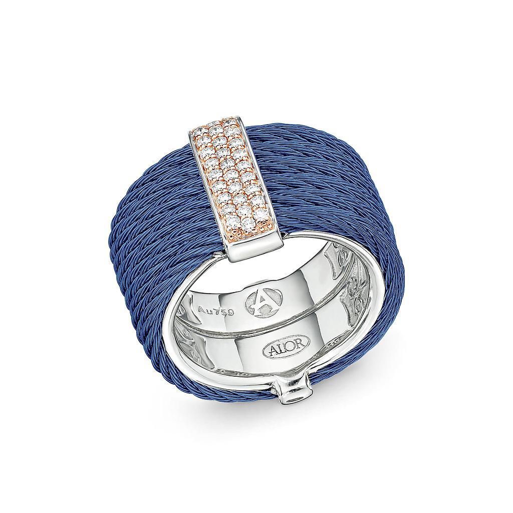 Blueberry Cable Monochrome Ring With 18k Rose Gold & Diamonds