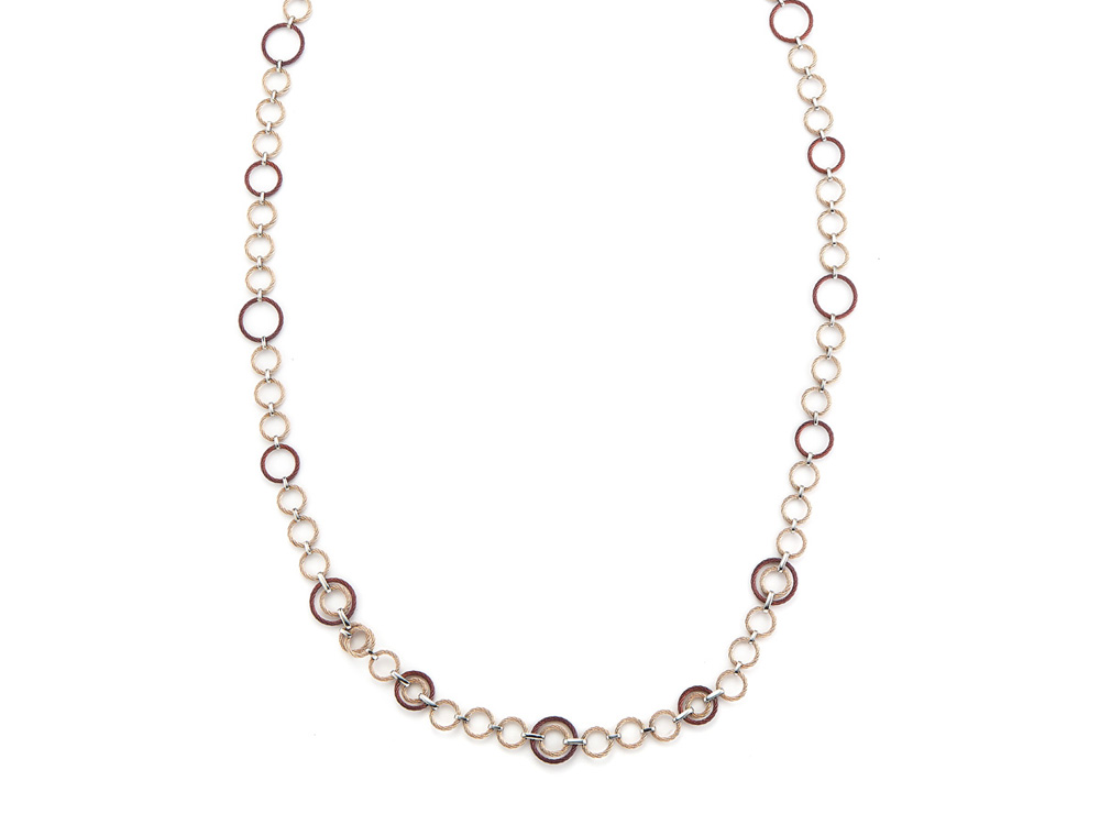 Carnation & Burgundy Cable Interlock Necklace