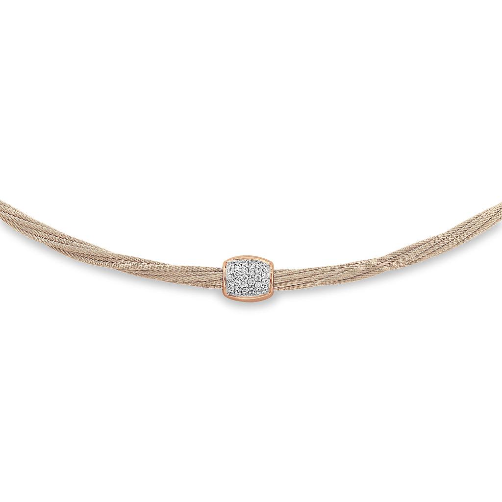 Carnation Cable Helix Necklace With 18k Rose Gold & Diamonds