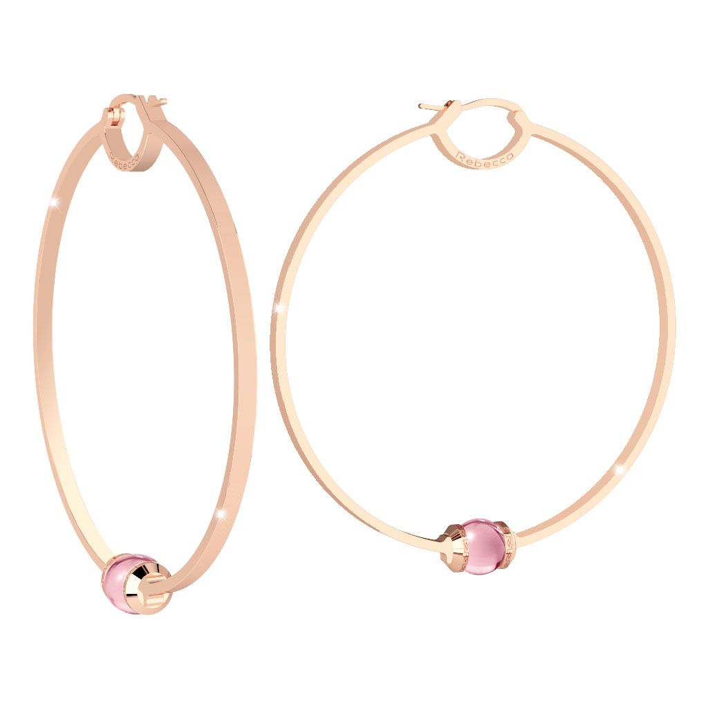 Rose Large Hoops With Pink Bead