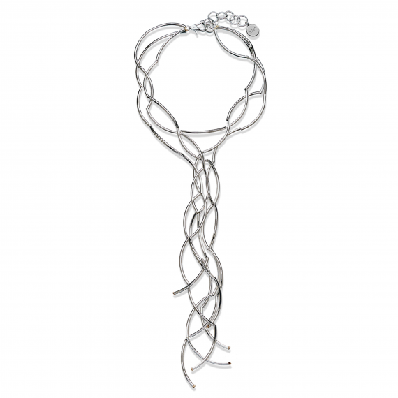 Long Silver Twist Necklace