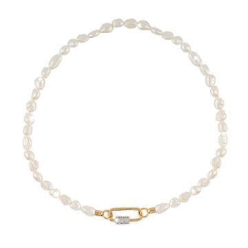 Palermo Large Pearl Necklace With Crystal Clasp