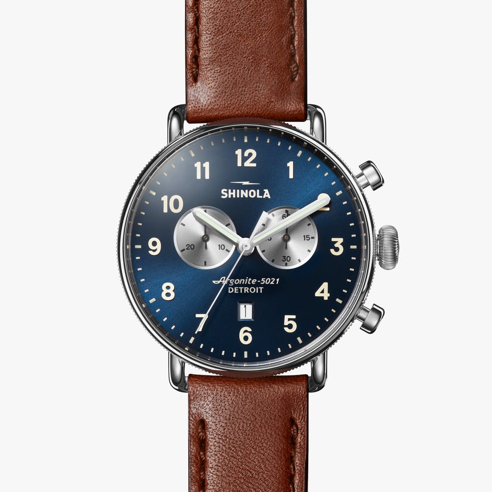 Canfield Chronograph 43mm Steel Watch On Strap