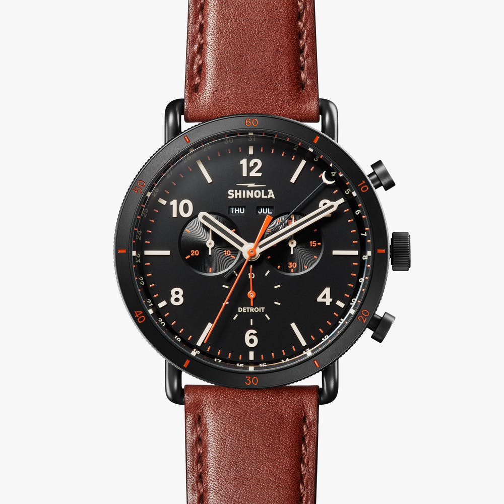 Canfield Sport Black PVD Chronograph Watch On Strap