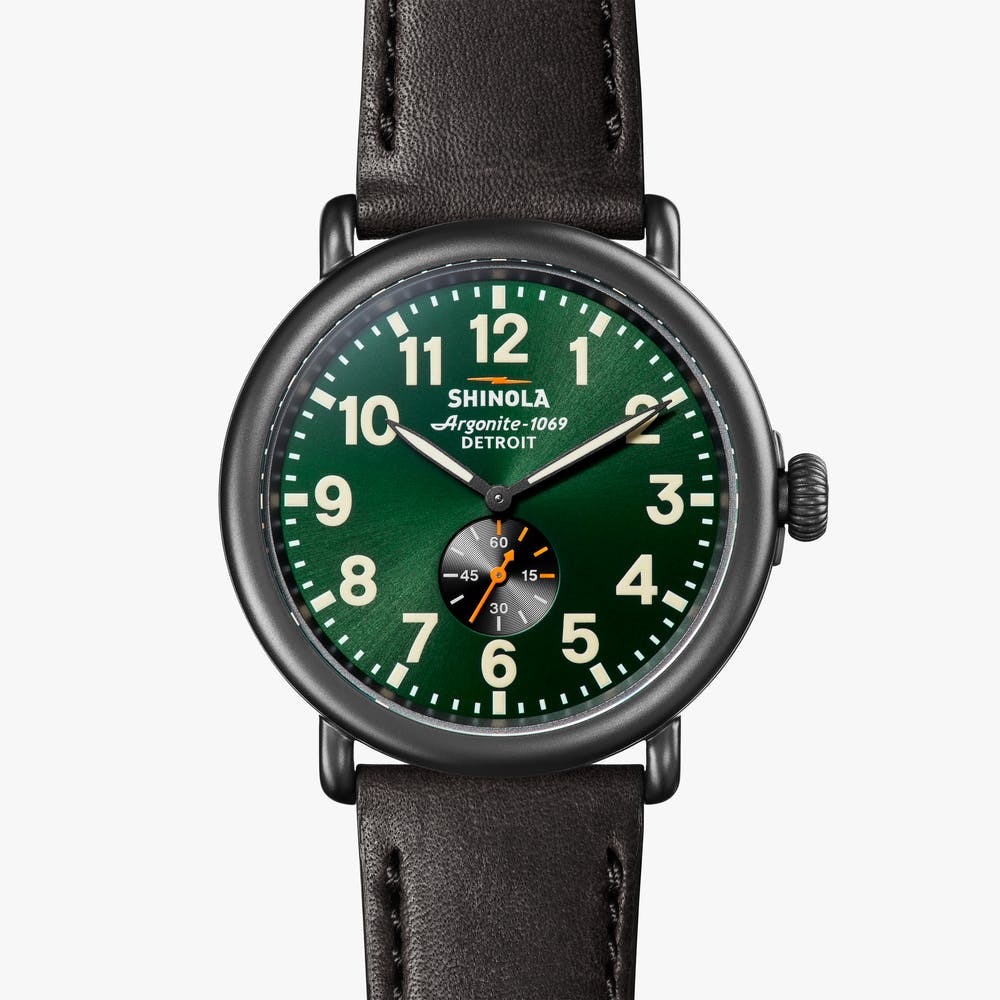 Runwell 47mm Black PVD Watch On Strap