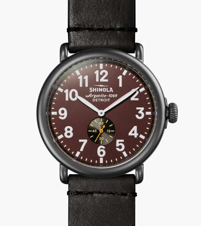Runwell 47mm Black PVD Watch With Black Sub Second Dial On Strap