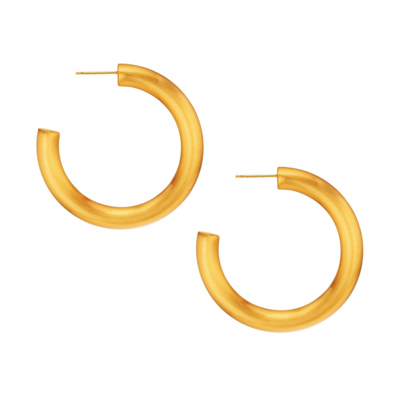 Brushed Gold Hallow Hoops