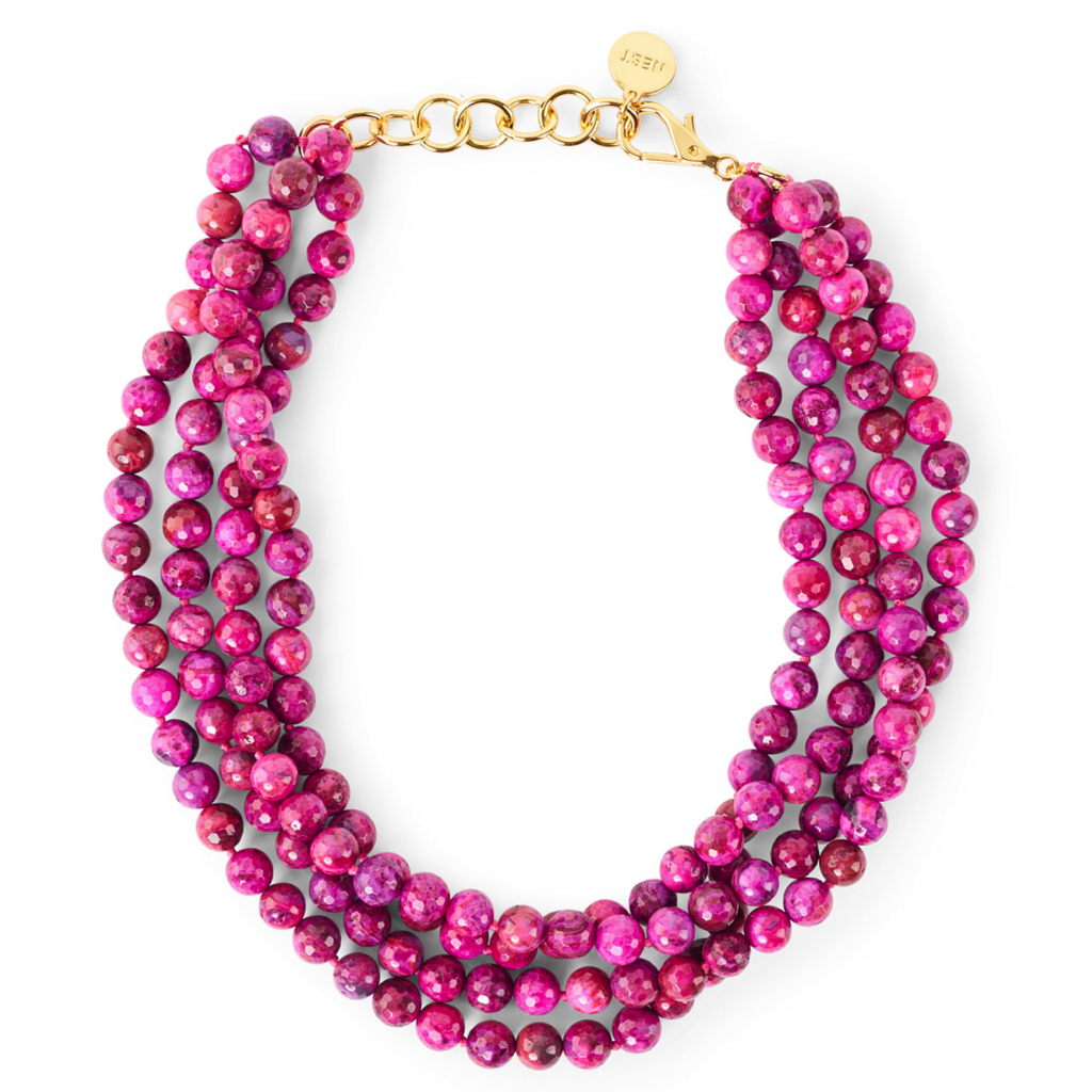 Purple Magenta Agate Multistrand Necklace