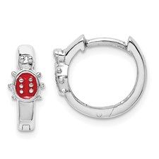 Kids Enamel Ladybug Hoop Earrings
