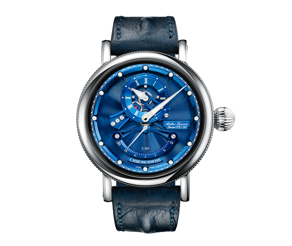 Open Gear Retrograde Seconds Blue Wave