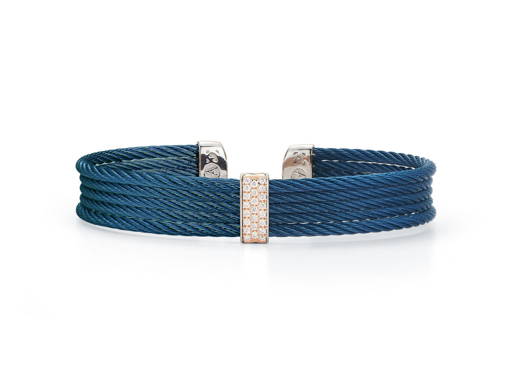 18k Rg/Ss Blue PVD Cable Bangle