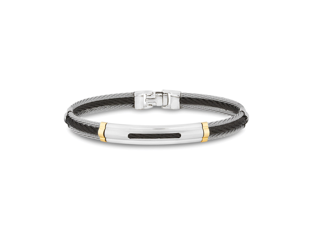 Black Cable & Grey Cable 18k Yellow Gold & Stainless Steel