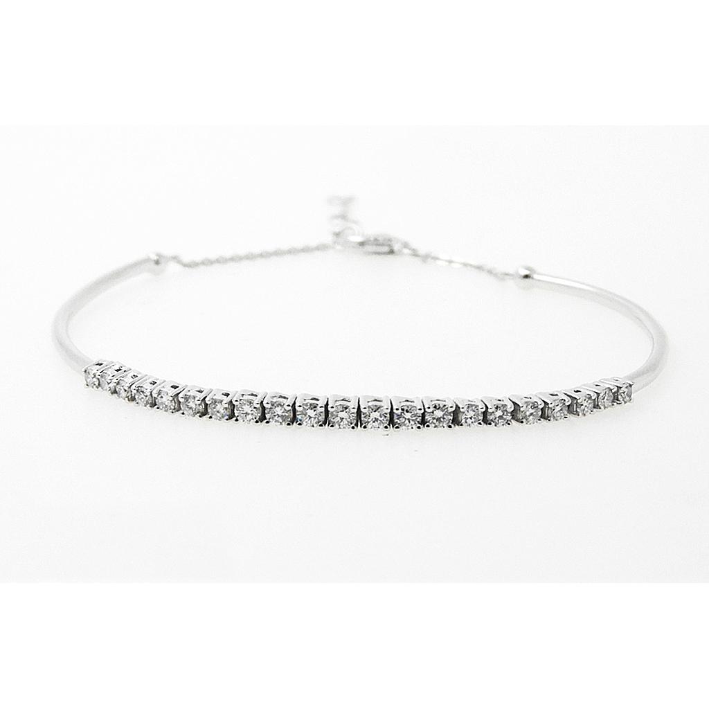 14k White Gold 21 Round Diamond 1/2 Bangle Bracelet