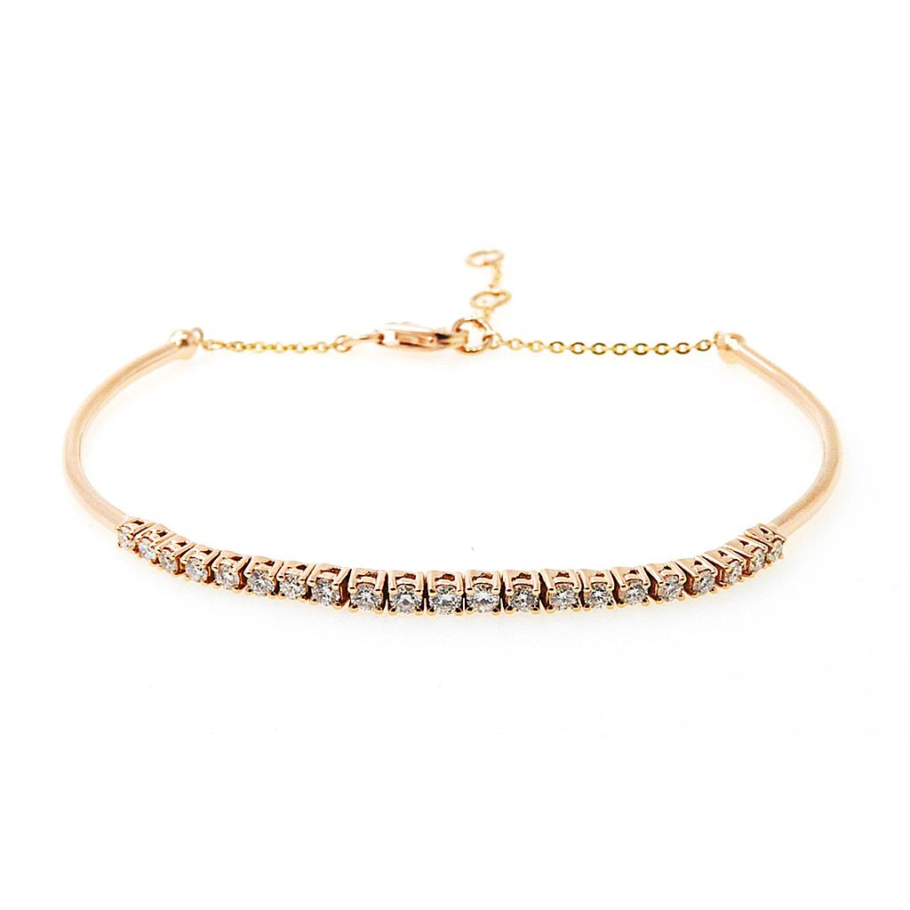 14k Yellow Gold 21 Round Diamond 1/2 Bangle Bracelet