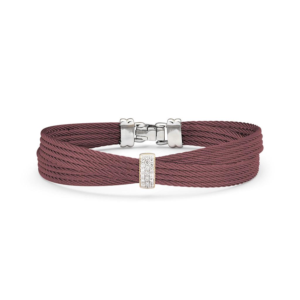 18k Bangle Rg/Ss Burgundy Crossover W/ Diamonds