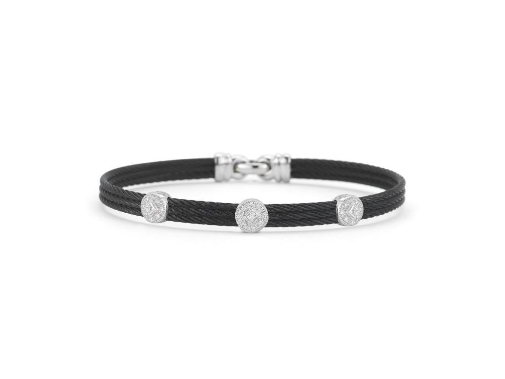 18k Bangle White Gold & Ss & Black PVD W/Diamonds