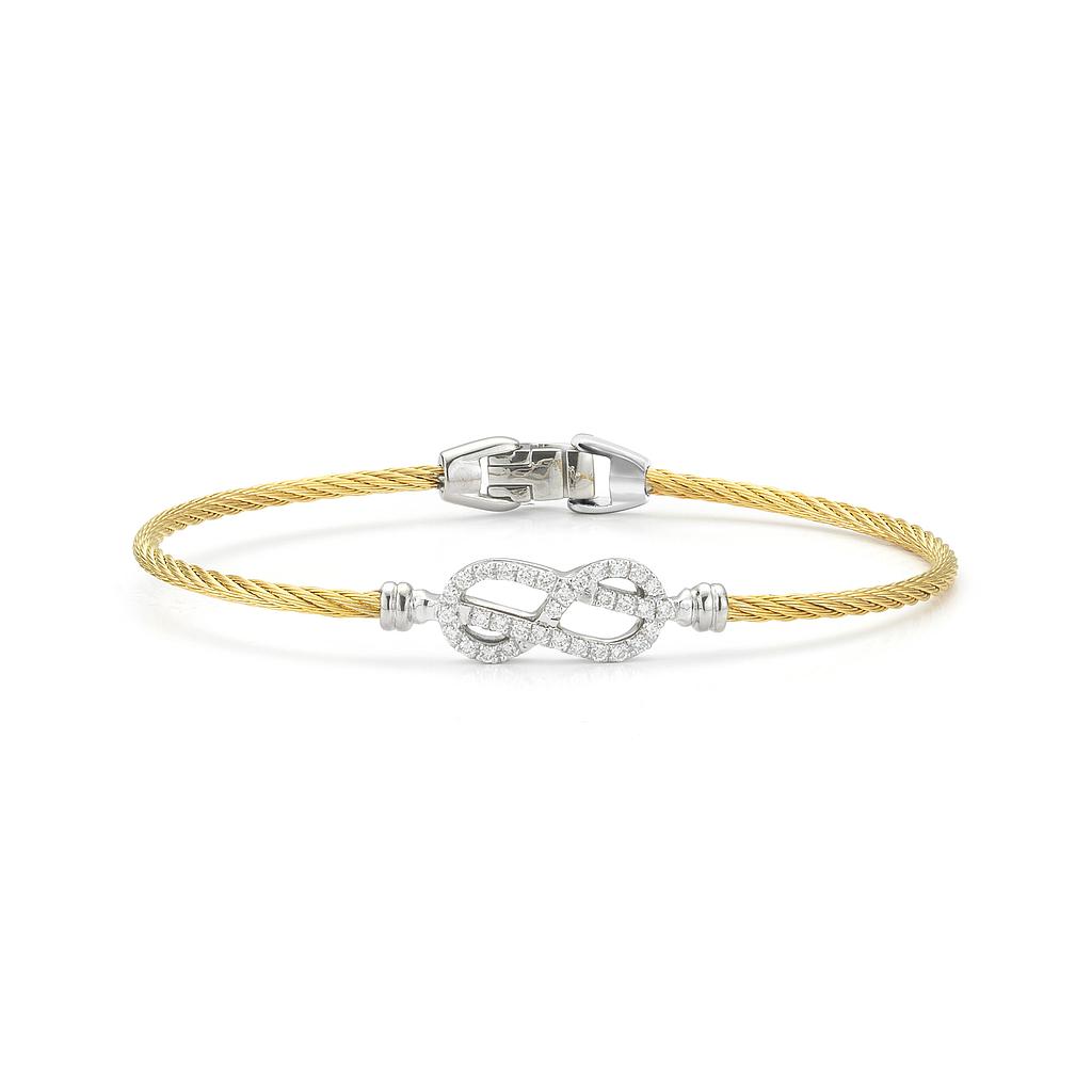 18k Bangle White Gold & Ss W. Yellow Cable & Inf