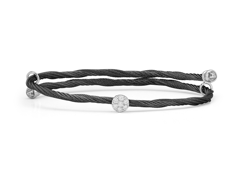 18k Bangle White Gold & Ss, Black Cab