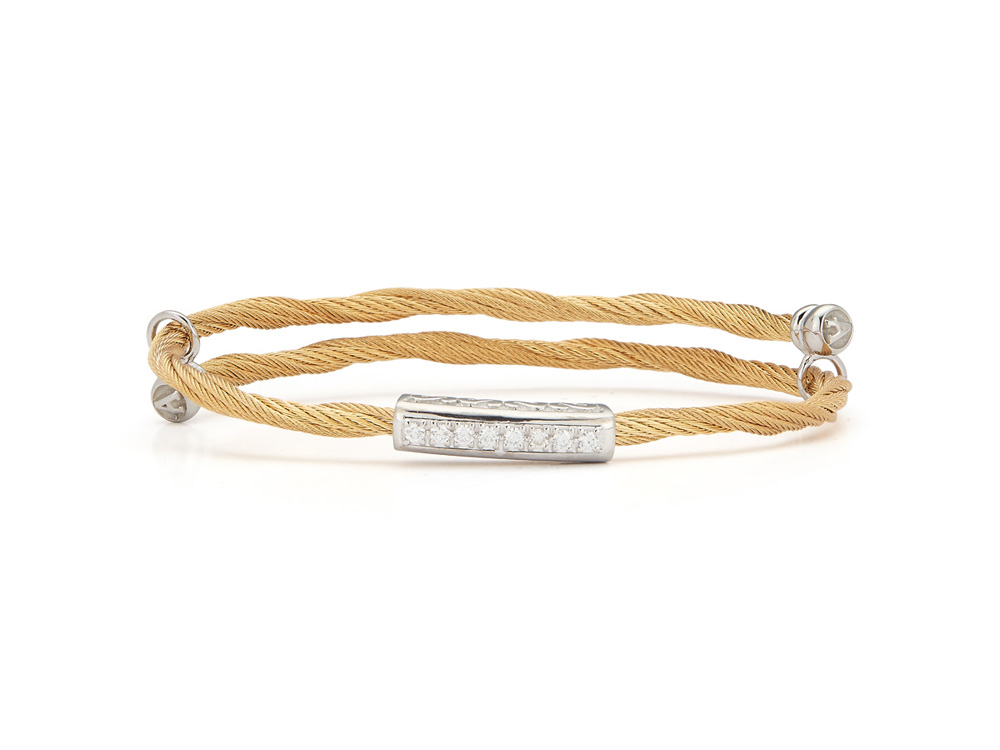 18k Bangle White Gold & Ss, Yellow Cab