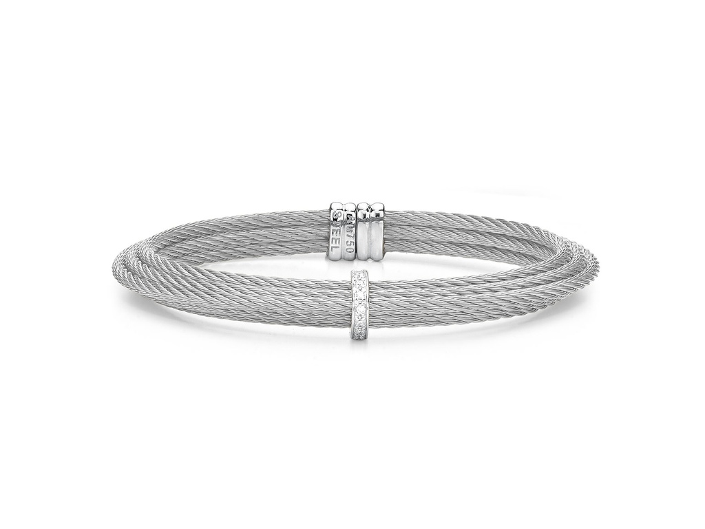 Cable Tiered Bangle With Single Diamond Station