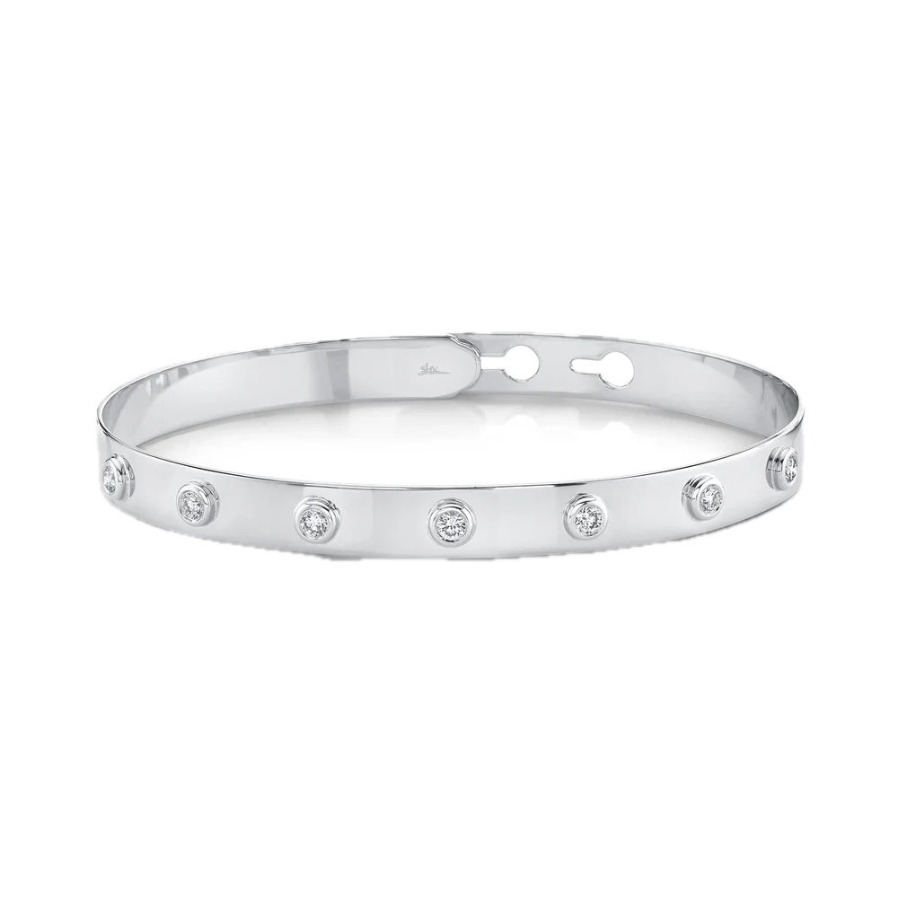 Diamond Bezel Latch Lock Bracelet
