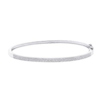 Kate 14k 3 Row Pave 0.52cts Diamond Bangle Bracelet