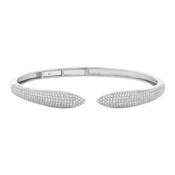 Shy Creation 14k White Gold Diamond Pave Claw Bangle