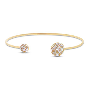 Shy Creation 14k Yellow Gold Diamond Bangle