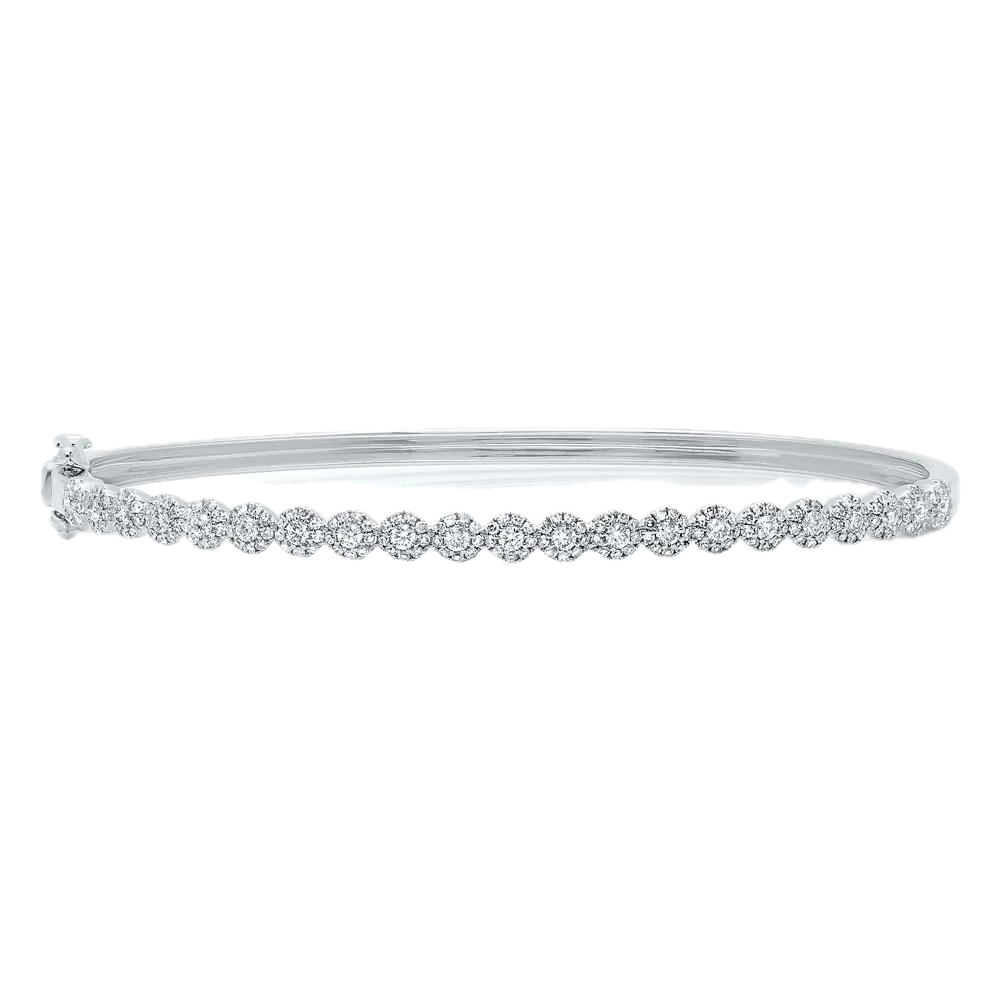 Shy Creation Eden 14k White Gold Diamond Bangle Bracelet 0.89tw